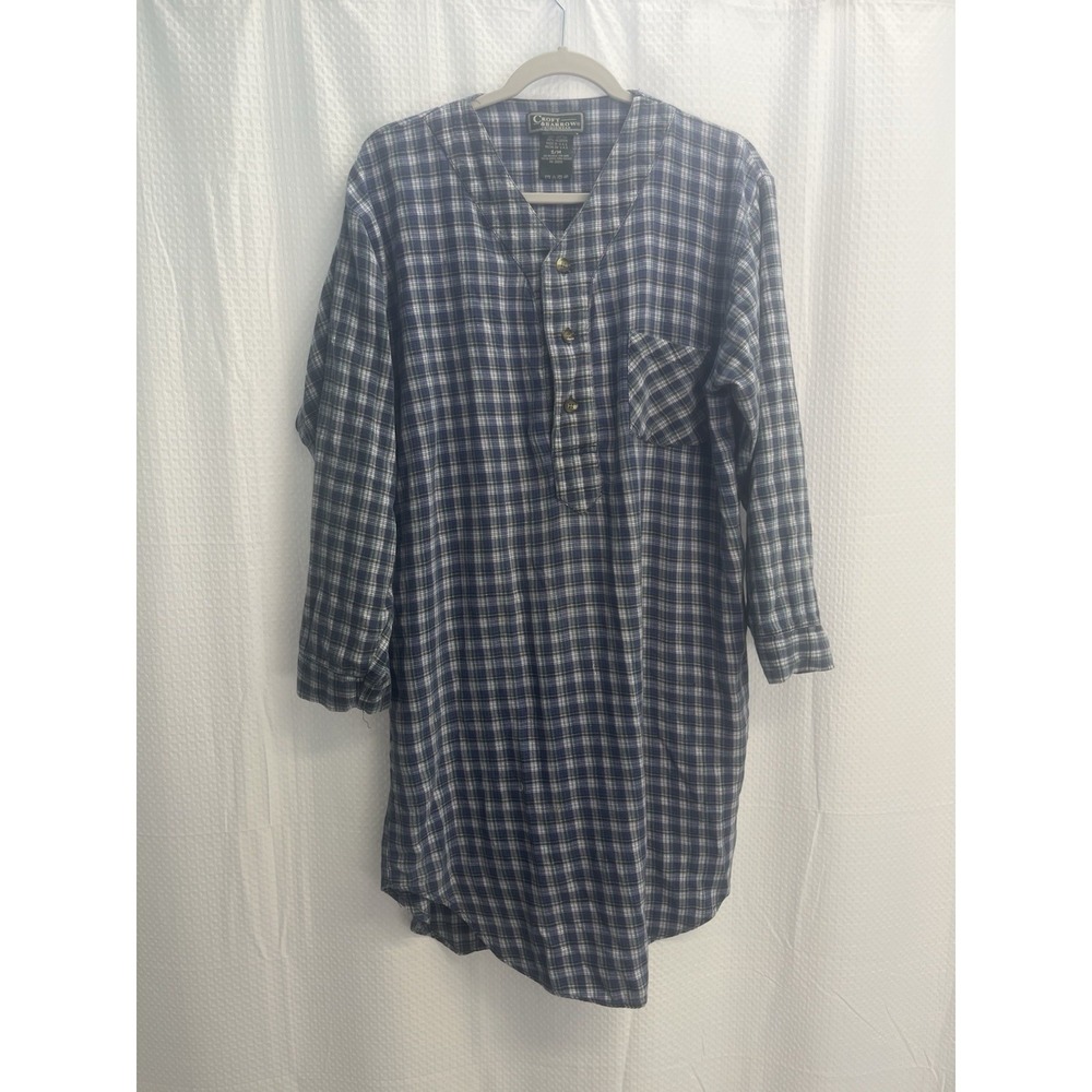 Croft & Barrow Vtg Men's Blue Plaid Flannel Night Shirt Medium